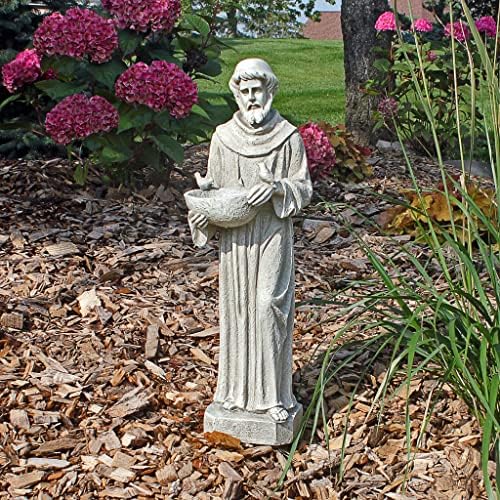 Design Toscano Nature's Nurturer Francis Assisi Religious Garden Decor Statue Bird Bath Feeder, Small, 20 inch, Cast Stone Resin, Antique Stone Finish - Image 2