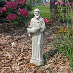 Design Toscano Nature's Nurturer Francis Assisi Religious Garden Decor Statue Bird Bath Feeder, Small, 20 inch, Cast Stone Resin, Antique Stone Finish - Image 2