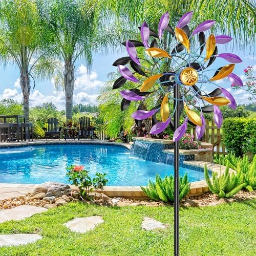 Wind Spinners Outdoor for Yard and Garden, 360 Degrees Metal Wind Sculptures & Spinners, Windmill for Outside Patio Lawn Decor Gifts for Family Friends - Image 5
