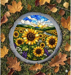Magnolia Garden 10-Inch Sunflower Sunrise Stepping Stone - Faux Stained Glass Country Field Garden Stone, Weather-Resistant Resin Pathway Accent, Bright Floral Outdoor Yard Decor & Walkway Plaque - Image 6