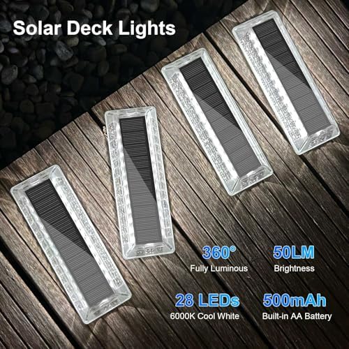 Lacasa Solar Driveway Lights 12 Pack,White LED Outdoor Deck Dock Lights - Image 4