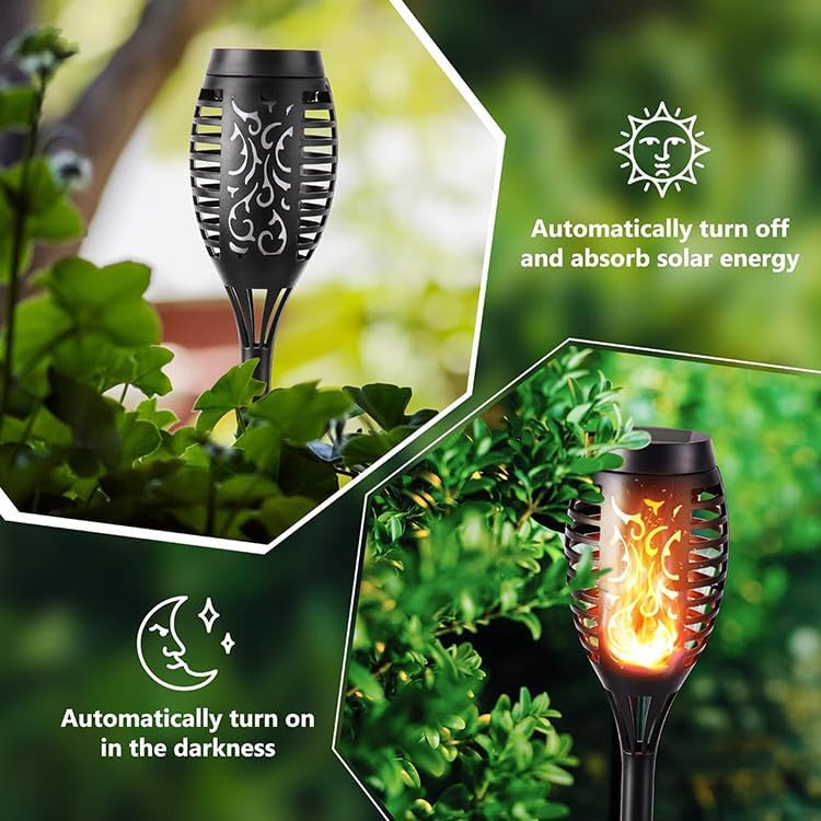 Solar Powered Halloween Torch Lights, LED Flame Atmosphere Stake Lights for Garden, Lawn, Yard, Outdoor Decor (4) - Image 4