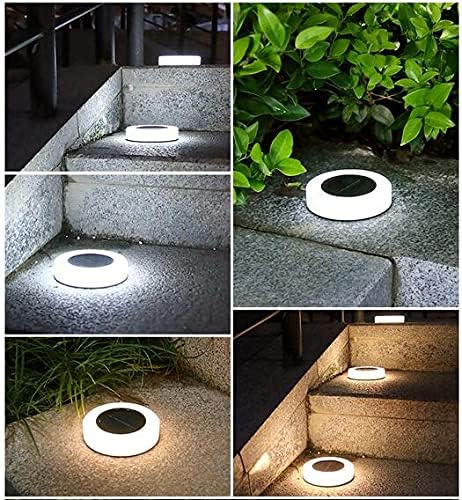 Solar Ground Lights Outdoor 8 LED Solar Powered Disk Lights Round Shape Outdoor in-Ground Lights Outdoor Landscape Lighting for Yard Patio Deck Driveway Walkway Pathway,Frosted Cover (Warm White) - Image 6