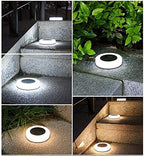 Solar Ground Lights Outdoor 8 LED Solar Powered Disk Lights Round Shape Outdoor in-Ground Lights Outdoor Landscape Lighting for Yard Patio Deck Driveway Walkway Pathway,Frosted Cover (Warm White) - Image 6