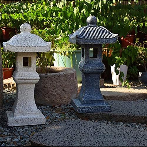 Buddha Statue,Japanese Solar Pagoda Garden Ornament Pagoda Zen Lantern Buddha Decor Statue,Grey+Height60.5cm - Image 5