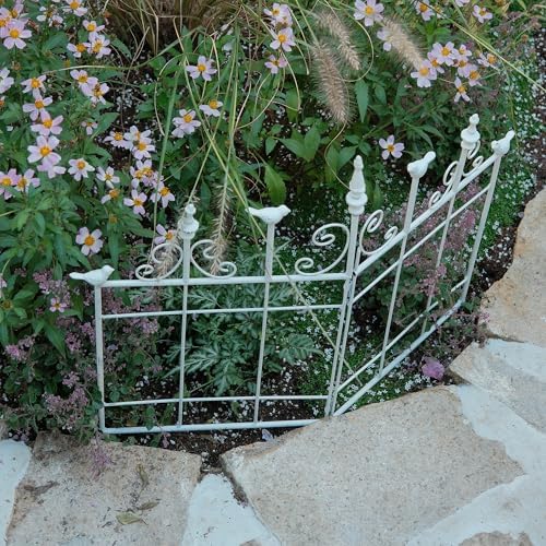 Vintage Metal Garden Fences Rustic Distressed White Decorative Fence Cast Iron Garden Edging Landscape Border Yard Stake Tall Picket Fence Outdoor Flower Bed Lawn Panels - Image 2