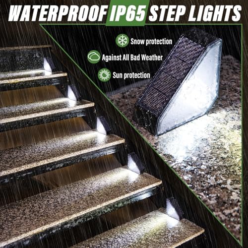 JSOT Solar Step Lights Suitable for Garden Patio Stair Decor Cool White-10P - Image 4
