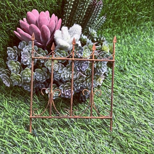 1-4 PCS Miniature Rusty Fence Gate Metal Craft Ornaments Fairy Garden Decoration Accessories Decorate Your Own Mini Yard (Fence gate 4pcs) - Image 4