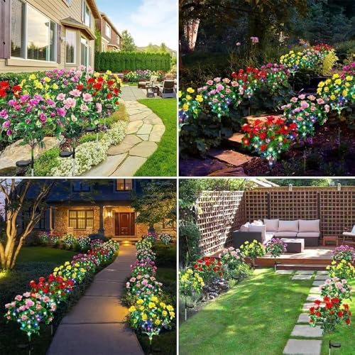 Memorial Garden Bloom Lights – Featuring Ultra-Realistic Artificial Petals, Solar-Powered & Weatherproof, Solar Azalea Flower Decor Stake Lights Outdoor for Cemetery Gravesite Yard Patio (5PCS-Pink) - Image 5