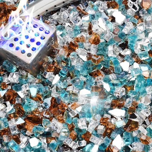 NUPICK 10 Pound Fire Glass, 1/4 Inch Reflective Fire Pit Glass by CreateAmazingChoice