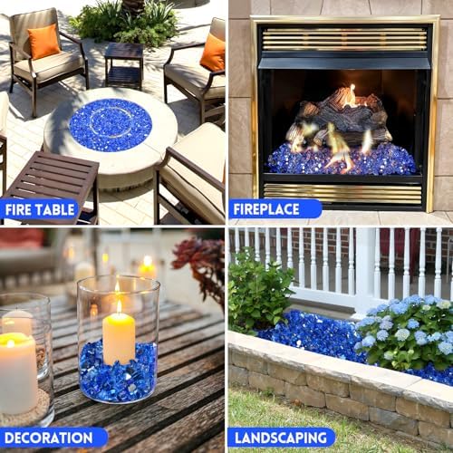 GasSaf 1/4 Inch Cobalt Blue Fire Glass Reflective Tempered Fireglass, 20 lb - Image 4