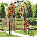 LDAILY Moccha Garden Arch Arbor Trellis, 7.2Ft Outdoor Steel Arbor with Stakes, Metal Archway for Climbing Plants, Wide Sturdy Garden Arch for Lawn, Party, Ceremony Wedding Decoration, Black - Image 2