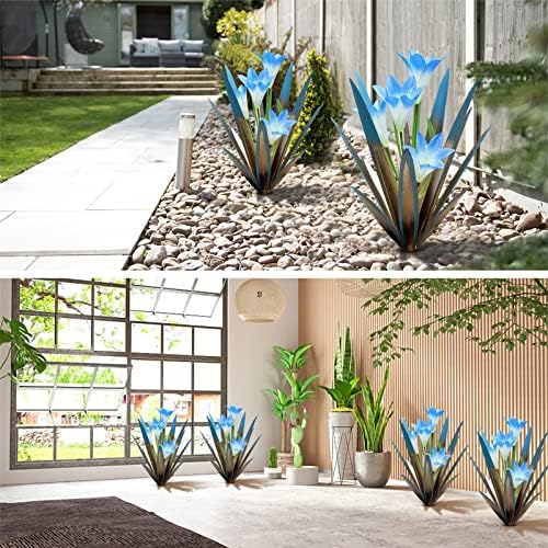Homight Metal Agave Plants Outdoor Decor Mexican Yard Art Plants Garden Decor for Outside Metal Art Flowers Gifts for Butterflies Bees Birds for Gifts (2 Big&Lily) - Image 5