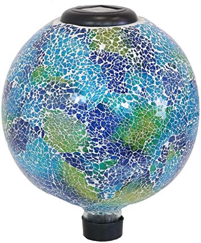 Sunnydaze Solar Gazing Ball for Garden, Crackled Azul Terra by SunnydazeDecor