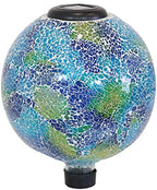Sunnydaze Azul Terra 10" Glass Mosaic Gazing Globe with Solar Light and 9" H Bronze Steel Traditional Style Gazing Ball Stand for 10" or 12" Outdoor Garden Gazing Globes Bundle - Image 2