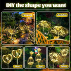 Anordsem Solar Garden Lights Outdoor: 4 Pack Bendable Copper Wire with 120 LED Twinkling Firework - Waterproof DIY Warm Fairy Decorative Yard Patio - Gardening Gifts for Parents Homeowner - Image 3