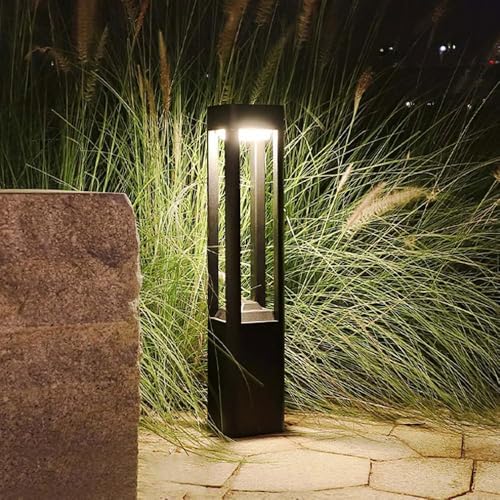 Outdoor Path Lighting Fixture 23.62In Modern Landscape Pathway Light Aluminum LED Waterproof Walkway Lamps Outside Housing 3000K Bollard Lights Hard Wired Post Lantern For Lawn Garden Sideway Lamps - Image 6