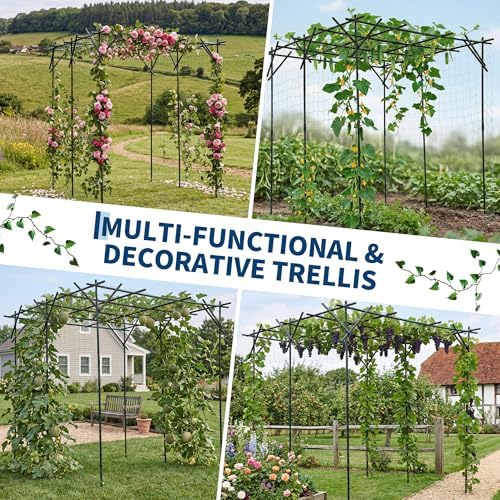 Grape and Cucumber Trellis,Outdoor Garden Arch Trellis for Climbing Plants,Large Grape Vine Trellis Pergola for Peas,Flowers and Melons,78" Hx78 Lx78 W,Nice for Yard and Patio - Image 7