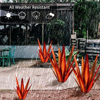 KODIBO 24" Metal Agave Plant Outdoor Decor, Large Garden Sculpture, Red - Image 5