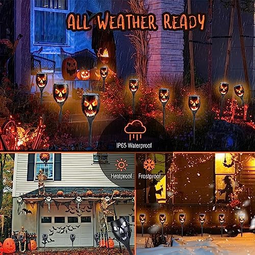 Toodour Solar Halloween Lights Outdoor, 4 Packs Solar Torch Light - Image 4