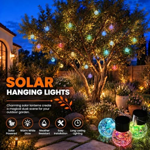 GIGALUMI Solar Hanging Lights Christmas Solar Lights Outdoor Garden Decor - Image 3