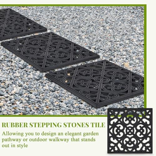 Pangda 8 Pcs Rubber Stepping Stones Outdoor, Black, Cross - Image 4