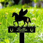 Personalized Memorial Plaques for Outdoors Horse with Wings Grave Marker Metal Garden Stakes Horse Memorial Gifts Sympathy Gifts for Loss of Horse (Horse) by DINOMAN