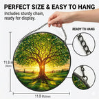 Stained Glass Window Hanging - 11.8" Tree of Life Suncatcher Glass Panel, Home Decorative Hanging Ornament for Kitchen or Garden, Ideal Gift for Mother, Wife or Women - Image 3