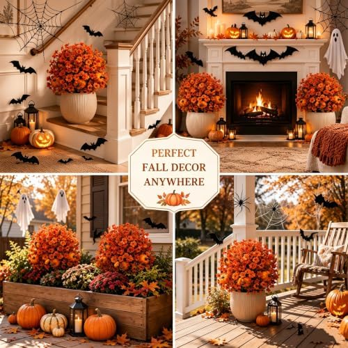 Outdoor Artificial Flowers Fake Plants, Artificial Topiary Balls with Ground Spikes, UV Resistant, Mix 4 Colors, 2 Pack, 20 inch, Garden Porch Patio Gravesite Indoor Decor (2 PCS Orange-Yellow) - Image 6