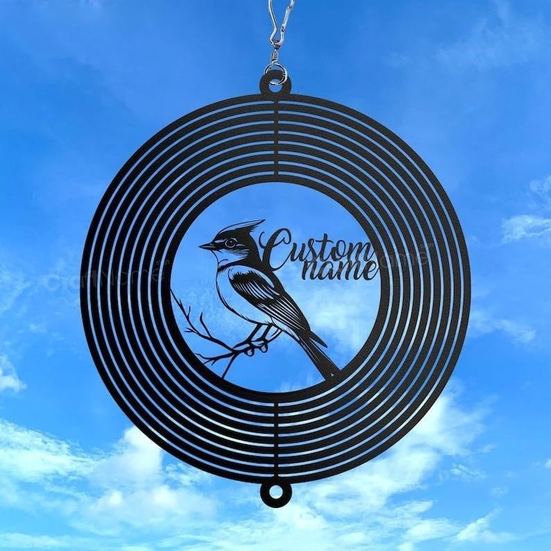 Personalized Bluebird Metal Wind Spinner, Custom Bird Hanging Yard Art, Nature Inspired Outdoor Decor (Bluebird Garden Wind Spinner) - Image 2
