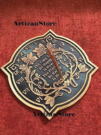ARTIZANSTORE 10 Inch Brass Sundial | Verdigris Finish | Floral Theme | Outdoor Garden Decor | Analog Display | Battery Powered | Wall Mount | Large Round Design for Home & Office - Image 6