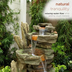 Alpine Corporation TZL292 Outdoor Floor Cascading Stone Tower Fountain, Garden Fountain with Natural Stone Look 40", Gray - Image 5