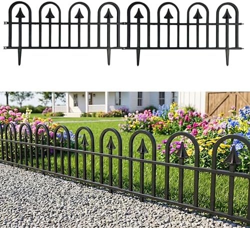 LaLaGreen Decorative Garden Edging Border (24in, 20 Pack) Black Fence Panel by L%C3%A1L%C3%A1Green