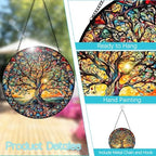 Tree of Life Suncatcher Stained Glass Window Hanging - 8″ Handmade Sun Catchers Indoor Window Catcher Suncatchers for Windows Hanging - Wall Art Home Garden Decor Panel - Birthday Gifts for Women Men - Image 2