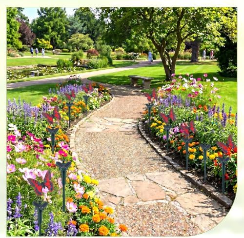 Tujoe 9 Pcs Solar Moving Butterfly Garden Stakes, Waterproof, Red - Image 5
