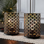 TRIROCKS Set of 12 Table Lamp 6.5'' Tall Metal Cordless Table Lamp Bronze Lanterns with Warm Fairy Lights Bulb for Patio Garden Wedding Parties Indoor Outdoor(Scalloped Hollow Pattern) - Image 3