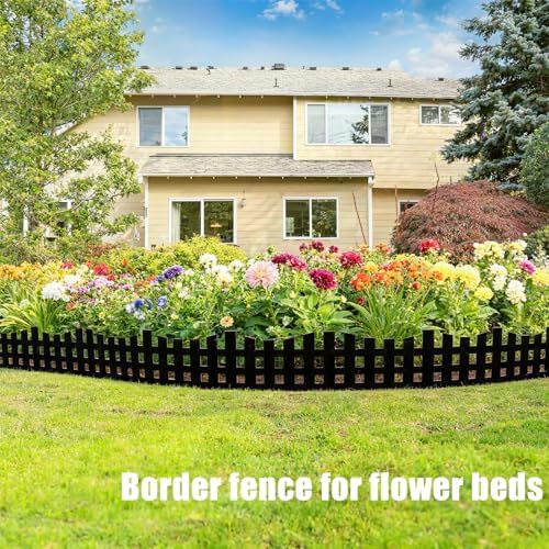 Garden Edging 33FT, 4.7IN Tall Black Landscape Edging Border with 60 Stakes, Flexible Plastic Lawn Edging for Yard, Flower Beds,Tree Rings, Walkways & Garden Borders（Picket-Black - Image 6