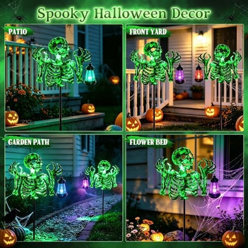 Halloween Decorations Outdoor Scary Skeleton Yard Stakes Solar Lights - Image 6