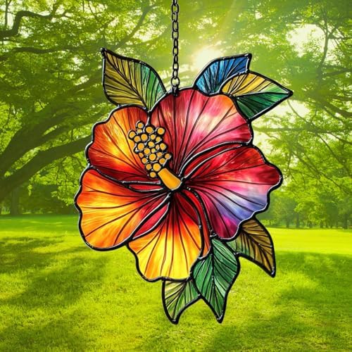 Rainbow Hibiscus Acrylic Suncatcher - Image 3