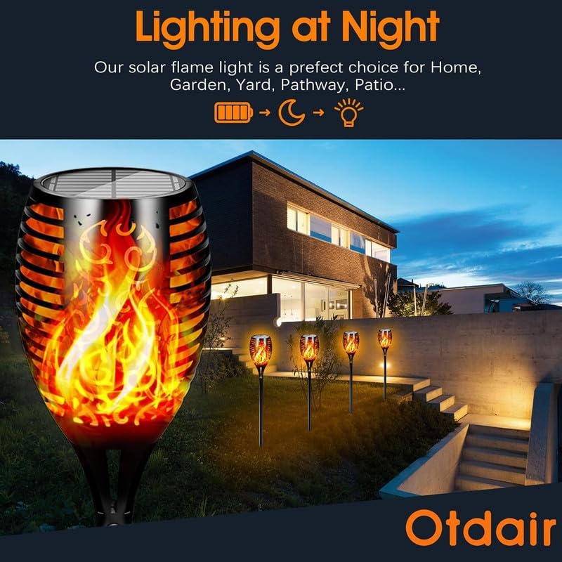 Otdair 43" Solar Torch Lights Outdoor with Flickering Flame for Halloween - Image 4