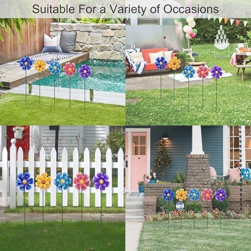 Metal Flower Wind Spinner Lawn Stakes Yard Art, Garden Iron Handicrafts - Image 6