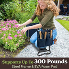 Pure Garden Garden Kneeler and Seat - Kneeling Pad Garden Stool with Tool Pouches - Gardening Gifts for Mom, Dad, Seniors, or Grandparents (Blue) - Image 7