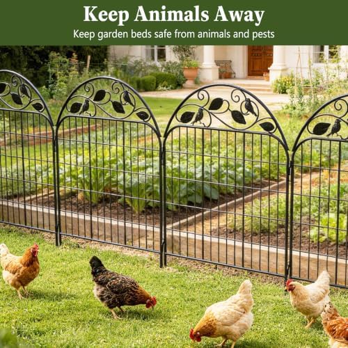 Decorative Garden Fence 32in x 22.5ft, 10 Pack Sturdy Metal Garden Border Fence, Rustproof Powder Coating, No-Dig Installation with Triangular Stakes, Flexible Design for Flower Beds, Paths, Yards - Image 2