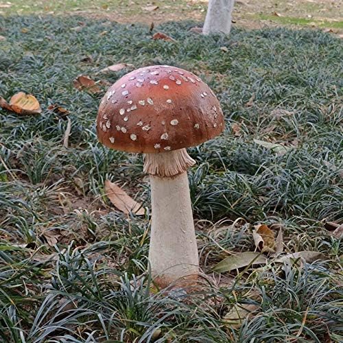 Mushroom Decor Outdoor Garden Statue - Garden Gnome's Favorite Garden Decoration Patio Decor (11.8", Brown) - Image 2