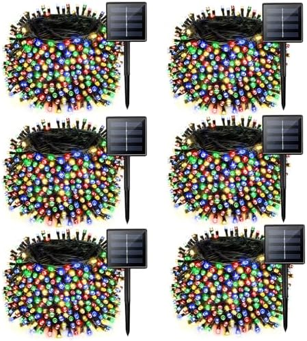 Solar Christmas lights Outdoor 6 Pack 720 LED Solar String Light Multicolor by Albelt