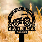 Personalized Memorial Plaques for Outdoors Tractor Farmer Grave Marker Metal Garden Stakes Farmer Memorial Gifts Sympathy Gifts for Loss of Loved One (Farmer 1) - Image 4