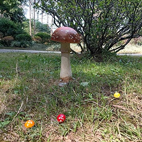 Mushroom Decor Outdoor Garden Statue - Garden Gnome's Favorite Garden Decoration Patio Decor (11.8", Brown) - Image 6