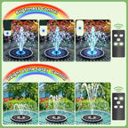 Yzert 2026 Remote Solar Powered Fountain, 6W Glass Bird Bath Fountain with 4000mAh Battery, 7 Nozzles, 4 Fixers & 8 Colorful LEDs, Adjustable Water Height for Outdoor Garden Pond Pool - Image 3