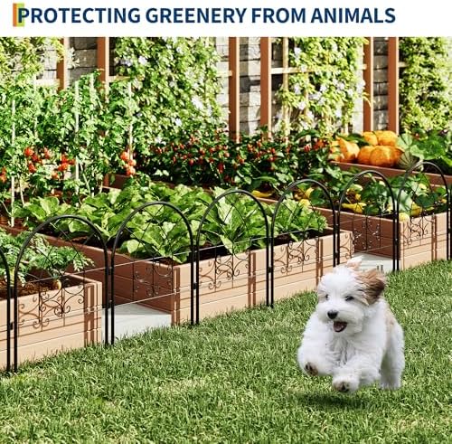 Garvee Decorative Garden Fence Panels 4-Pack, 20"x26" Black Metal Arched Border for Flower Bed Edging, Rustproof No-Dig Animal Barrier for Dogs, Rabbits, Patio & Yard Outdoor Decor - Image 6