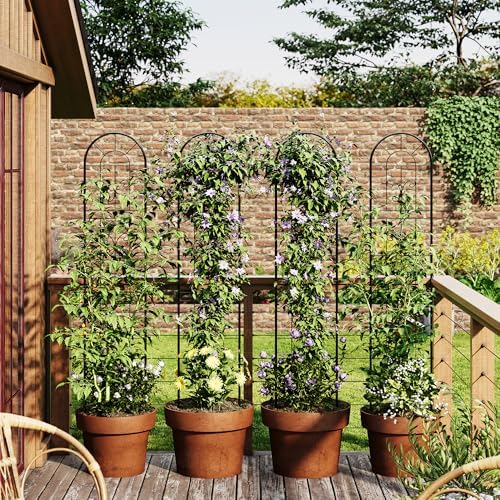 Garvee 55"x11" Garden Trellis Panel 2 Pack, Metal Climbing Plant Support with Black Finish, Decorative Narrow Trellis Fence for Roses, Vines, Flowers, Outdoor Garden & Patio Decor - Image 7